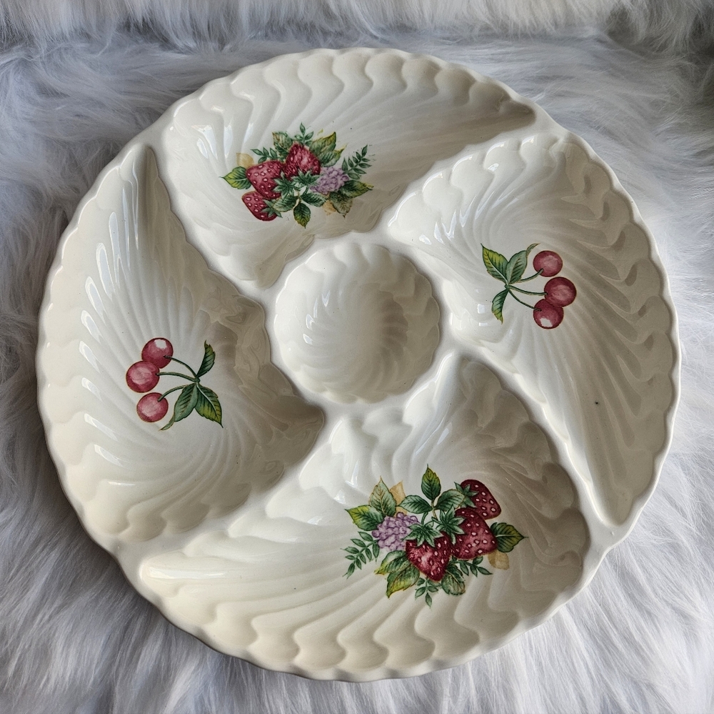 Vintage Made in Japan Ceramic Divided Serving Dish – Fruit Design